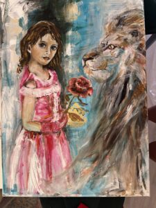 Mädchen mit Löwe