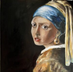 Das Mädchen mit dem Perlenohrring, ein altes Gemälde als Vorlage genommen.