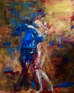 Paar, das Tango tanzt, vielfarbig,